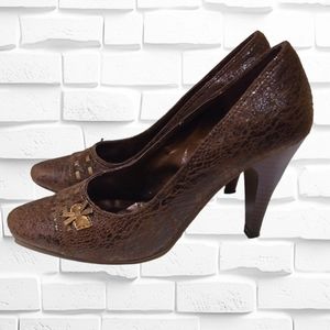 Bobby Lucci Women's Faux Snakeskin Brown Heel Pumps